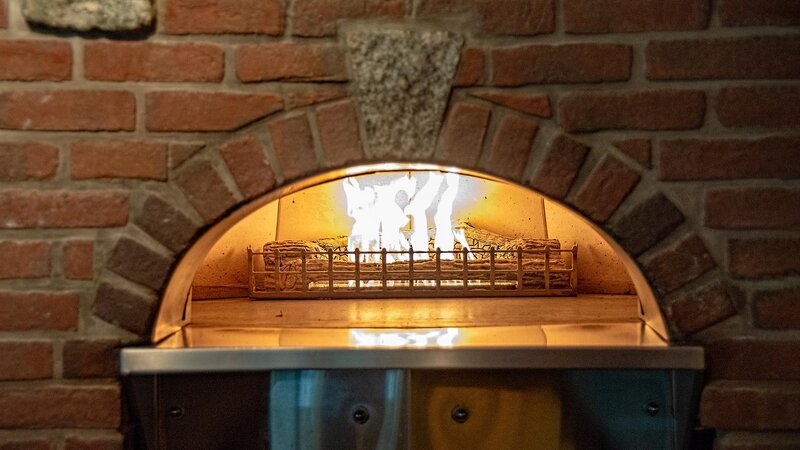 Close up view of pizza oven